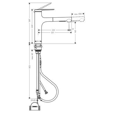 Фото Змішувач для кухні Hansgrohe ZESIS M33 Sbox lite (74804800) з висувним душем, нержавіюча сталь