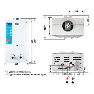 Фото Колонка газова димохідна Thermo Alliance JSD20-10GE 10 л панель скляна White (JSD2010GEWHITEGLASS)