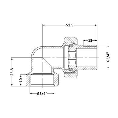 Згін-американка Thermo Alliance Base 3/4"ВЗ нікель, кутовий (SD191W20)