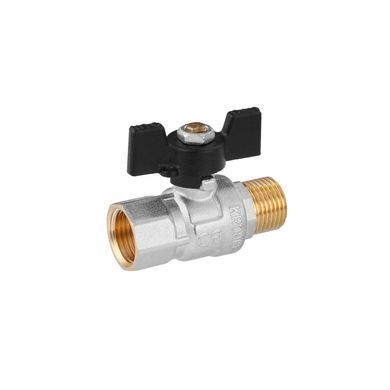 Кран шаровой Kroner 1/2" ВН PN40 бабочка, никелированный