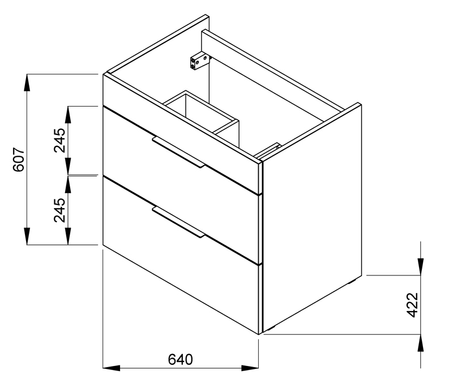 Фото Тумба з умивальником Jika Cube 650x430 мм, два висувних ящика, колір - білий H4536021763001