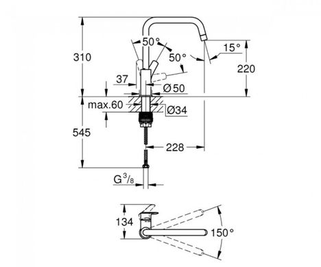 Фото Змішувач для кухні Grohe Eurosmart 30567000