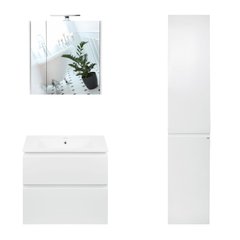 Фото Комплект мебели для ванной Qtap Albatross тумба с раковиной + зеркальный шкаф + пенал QT044AL42957