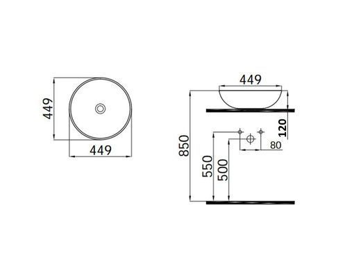 Фото Накладной круглый умывальник Idevit Round, 45х45 (0101-9456)