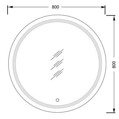Фото Дзеркало Мойдодир Sunny 80x80 з LED підсвіткою з сенсором (00-0006244)