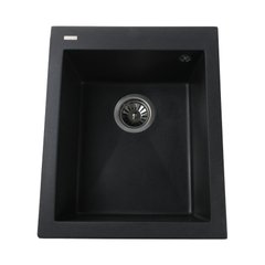 Фото Гранітна мийка Globus Lux LAMA 410х500мм, чорний металік