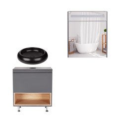 Фото Комплект мебели для ванной Qtap Robin тумба + раковина + зеркальный шкаф QT044RO42981