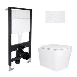 Фото Готове рішення Qtap для ванної кімнати: підвісний унітаз Tern Ultra Quiet 525x345x360 + комплект інсталяції Standard (кругла клавіша White)