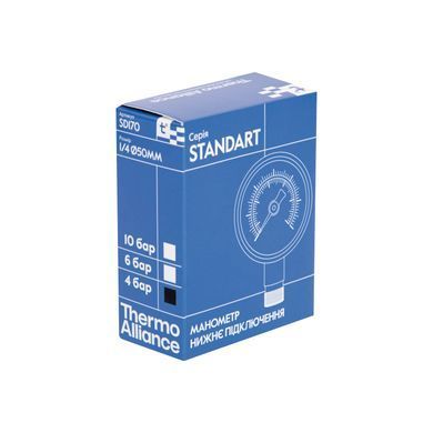 Манометр Thermo Alliance Standart 50 мм 1/4", нижнее подключение (SD1704B)