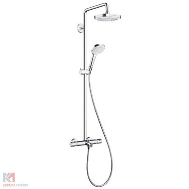 Фото Душевая система Hansgrohe Croma Select E Showerpipe 180 2jet с термостатом для ванны, белый/хром (27352400)
