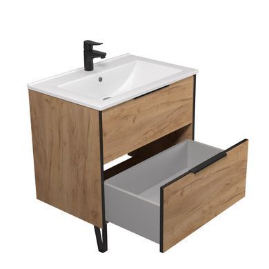 Фото Тумба підлогова Мойдодир Line Craft 70-А дуб крафт з умивальником Cosmo 70 (00-0009370)