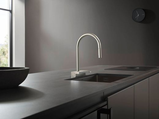 Фото Cмеситель для кухни с выдвижным душем Hansgrohe Aquno Select M81 170 3jet sBox, сталь (73831800)