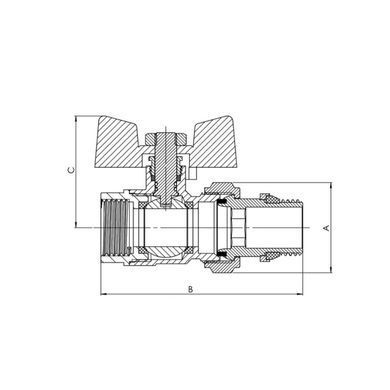 Кран кульовий REIGER з американкою 1/2" прямий білий метелик (6554263)