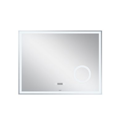 Фото Зеркало Qtap Stork 800х600 с LED-подсветкой Touch, линза, цифровые часы, диммер, рег. яркости QT157814226080W