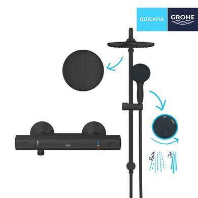 Фото Змішувач термостатичний для душу Grohe QuickFix Start Black UA303908T2
