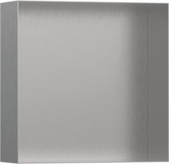 Фото Hansgrohe XtraStoris Minimalistic Настенная ниша с открытой рамкой 30х30х10см Brushed Stainless Steel (56073800)