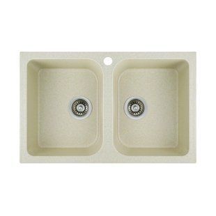 Фото Гранитная мойка для кухни Platinum 7648W TWIN глянец Песок