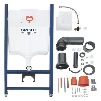 Фото Комплект 4 в 1: Інсталяція GROHE Solido 3 в 1 3884966Q + Унітаз безобідковий Kroner Harz WHI493736 TORNADO (3884966KH49T)