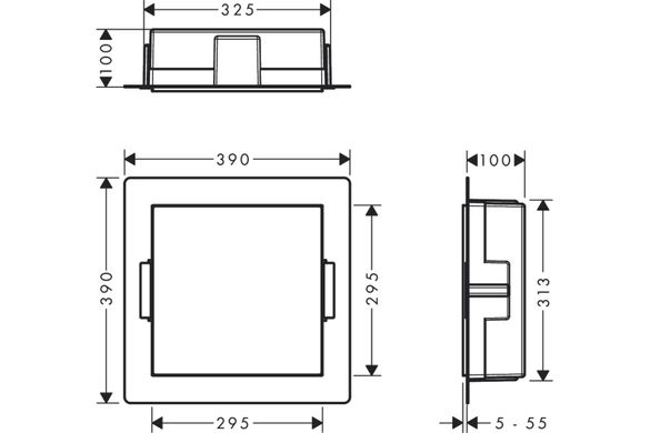 Фото Hansgrohe XtraStoris Minimalistic Настінна ніша з відкритою рамкою 30х30х10см Brushed Stainless Steel (56073800)