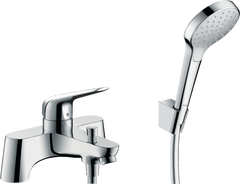 Фото Змішувач Hansgrohe Novus врізний на край ванни 2 отвори + комплект душової лійки Croma Select (71044000)