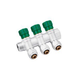 Колектор з перекриванням Karro на 3 виходи 3/4"x16 ВЗ нікельований KR-17020 (CV009603)