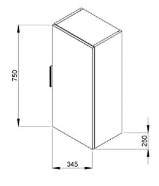 Фото Шафка підвісна Jika Cube 75х34,5 см, одна дверцята, колір - білий