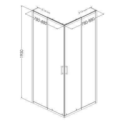 Душевая кабина Eger VI`Z new WZ, 85x85x195 см, квадратная, регулируемый белый профиль (+/-5 см), стекло "Zuzmara"