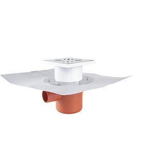 Трап с горизонтальным выпуском Styron, с решеткой из нержавеющей стали 150x150 мм, сухой затворSTY-501-2