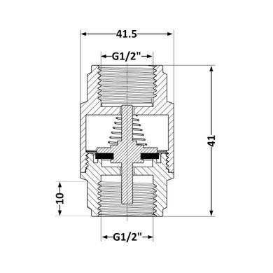 Обратний клапан Thermo Alliance Base 1/2"ВВ Slim с латунным штоком (TAB240W15S)