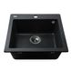 Гранітна мийка Globus Lux AOSTA 490x455мм, чорний металік Фото 3 з 5