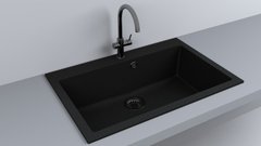 Фото Гранітна кухонна мийка Fancy Marble Jersey 760, 76х50, black