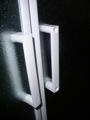 Фото Душова кабіна Eger TISZA (скла + двері) 90х90х185 см, напівкругла, розсувна, білий профіль, скло матове 599-021/1