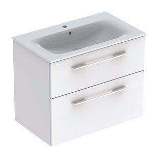Фото Комплект Geberit SELNOVA Square: умывальник Slim Rim, с тумбой, 80x50,2см, белый глянец (501.240.00.1)