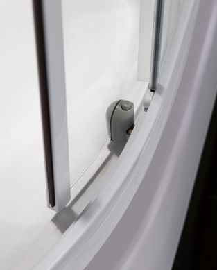 Фото Душова кабіна Eger TISZA (скла + двері) 90х90х185 см, напівкругла, розсувна, білий профіль, скло матове 599-021/1