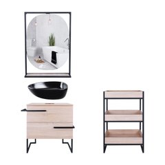 Фото Комплект меблів для ванної кімнати Qtap тумба + раковина + дзеркало + стелаж QT044TA42965