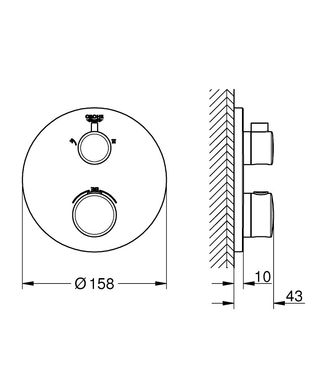 Фото Термостат для душу Grohe Grohtherm на 2 положення верхній-ручний душ (24076000)