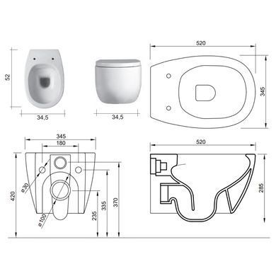 Фото Підвісний унітаз NIC DESIGN MILK, білий/матовий (003482003)