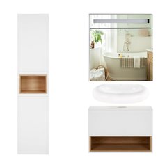 Фото Комплект меблів для ванної кімнати Qtap Robin тумба + раковина + дзеркальна шафа + пенал QT044RO42979