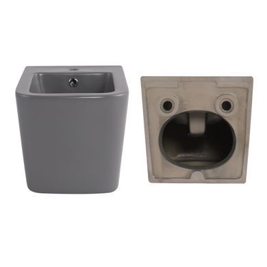 Фото Комплект Qtap Tern Stone grey 3 в 1: підвісний унітаз Ultra Quiet + біде підвісне + раковина накладна QTTERSG49162
