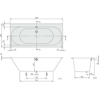 Фото Ванна квариловая Villeroy & Boch Oberon 2.0 180x80 см (UBQ180OBR2DV-01)