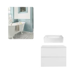 Фото Комплект мебели для ванной Qtap тумба + раковина + зеркало QT044VI43005