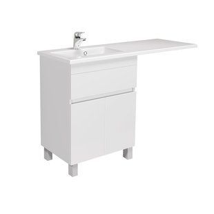Фото Тумба напольная Мойдодыр City White 60 с умывальником ADAM 120 L с крылом над стиральной машиной (00-0009417)