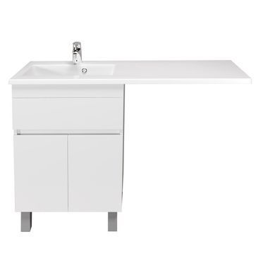 Фото Тумба напольная Мойдодыр City White 60 с умывальником ADAM 120 L с крылом над стиральной машиной (00-0009417)