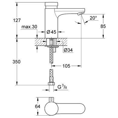 Фото Змішувач для умивальника натискний Grohe Eurosmart Cosmopolitan T 36317000