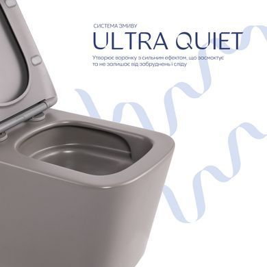 Фото Унитаз подвесной Tern Ultra Quiet 490&times;365&times;325 мм, Stone Grey, с сиденьем Slim Duroplast / Soft-close / Quick Release QT17332303ASSG Qtap