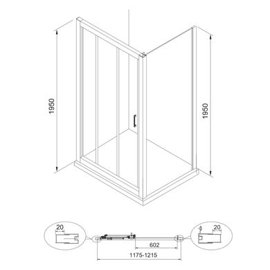 Фото Дверь в нишу Eger LEXO 599-812/1 трехсекционная раздвижная, 120x195 см, профиль хром, стекло прозрачное