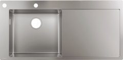 Фото Кухонная мойка Hansgrohe S718-F450 на столешницу 2х35O 1045х510, полка слева Stainless Steel (43332800)