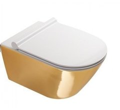 Фото Унитаз подвесной безободковый Catalano Gold&Silver 35x55 1VS55NRBO, белый/золото