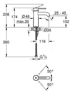 Фото Grohe Essence Смеситель одноважільний для раковины S-Size (24172KF1)