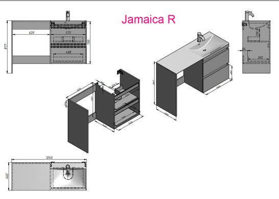 Фото Комплект: тумба з умивальником Fancy Marble Jamaica R 125 (Права)
